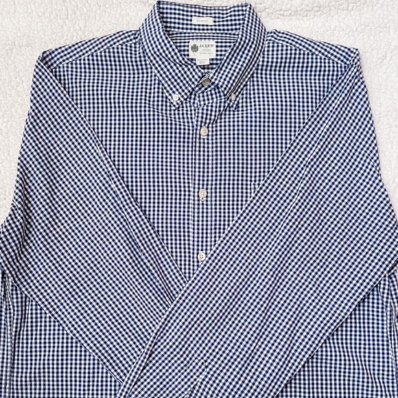 J. Crew Men’s Dark Blue/White Check Button-Down